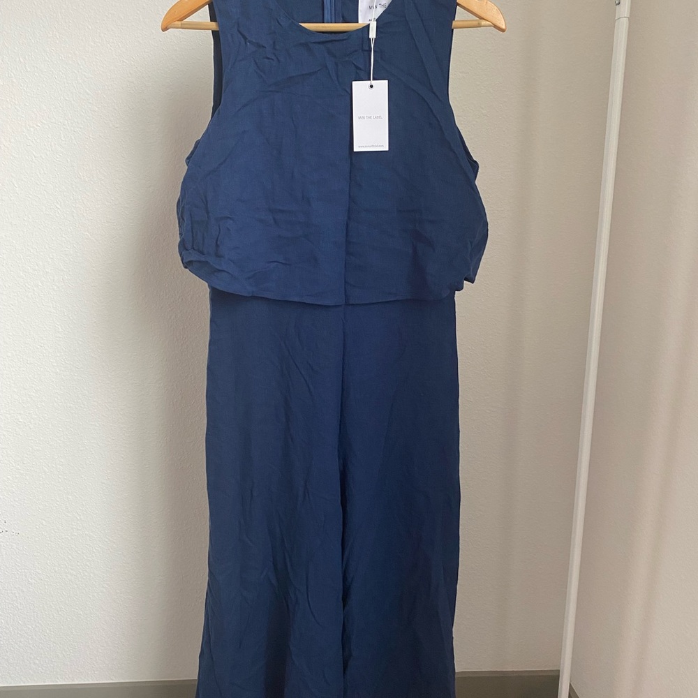 Navy Blue Sleeveless Jumpsuit MVN The Label